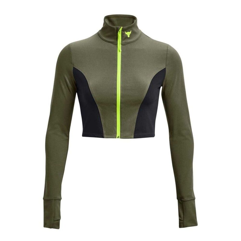 Under Armour Womens/Ladies Project Rock Cropped Gym Jacket / Green/Black